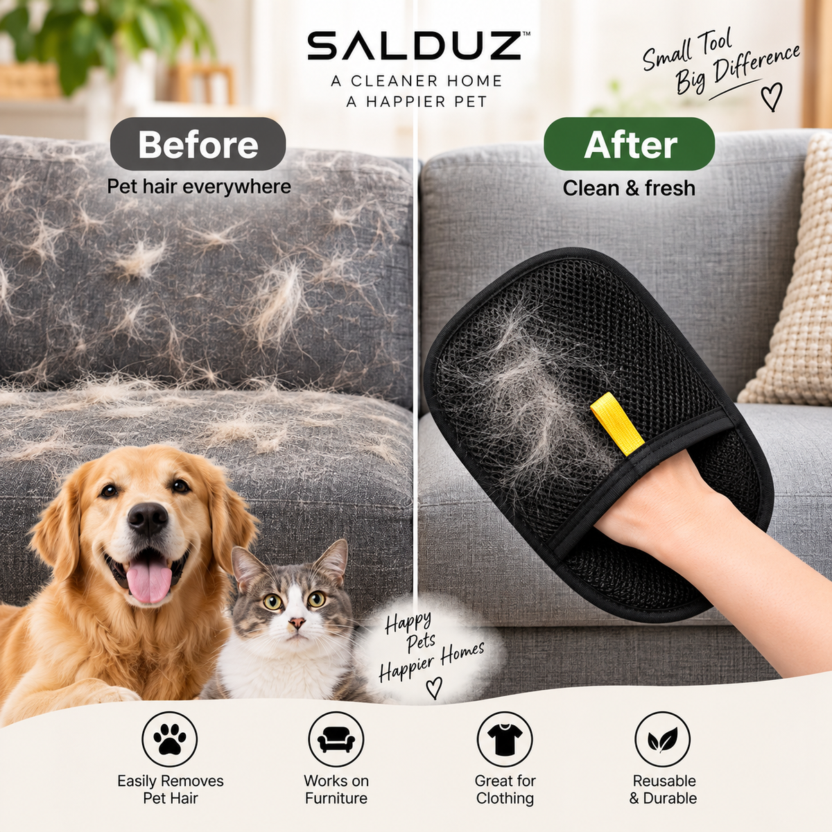 SALDUZ Pet Hair Remover Glove
